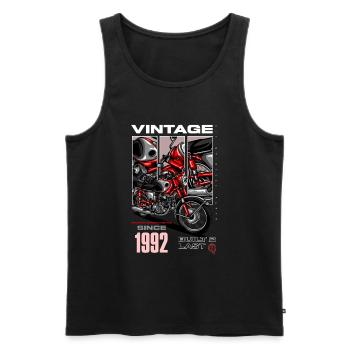 Moto Vintage Motards Motard Anniversaire 1992 - Débardeur bio Premium Homme - noir - Devant - Michal (187cm)