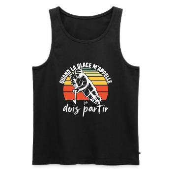 Wenn das Eis mich ruft, muss ich Hockey verlassen - Männer Premium Bio Tank Top - Schwarz - Vorne - Michal (187cm)