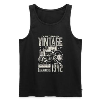 Vintage Traktor Landwirt Geburtstag geboren 1942 - Männer Premium Bio Tank Top - Schwarz - Vorne - AI Model Male 178 light (178cm)