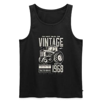 Vintage tracteur fermier anniversaire né en 1968 - Débardeur bio Premium Homme - noir - Devant - Michal (187cm)