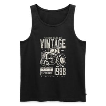 Vintage Tractor Farmer Birthday Born In 1988 - Men's Premium Organic Tank Top - black - Front - Michal (187cm)