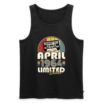 Avril 1964 Vintage Rétro Cadeau Anniversaire - Men's Premium Organic Tank Top - black - Front - AI Model Male 178 light (178cm)