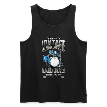 Ich bin nicht alt, ich bin ein Vintage-Schlagzeuger aus dem Jahr 1982 - Männer Premium Bio Tank Top - Schwarz - Vorne - AI Model Male 178 light (178cm)