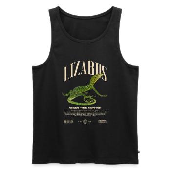 Moniteur d’arbre vert Streetwear gardien de lézard - Débardeur bio Premium Homme - noir - Devant - AI Model Male 178 light (178cm)