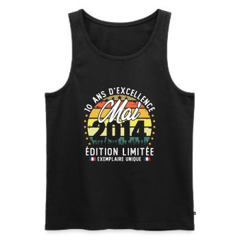 Mai 2014 Vintage Geschenk zum 10-jährigen Jubiläum - Männer Premium Bio Tank Top - Schwarz - Vorne - Michal (187cm)