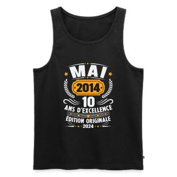 Jahrgang Mai 2014 Geschenk zum 10-jährigen Jubiläum - Männer Premium Bio Tank Top - Schwarz - Vorne - Michal (187cm)