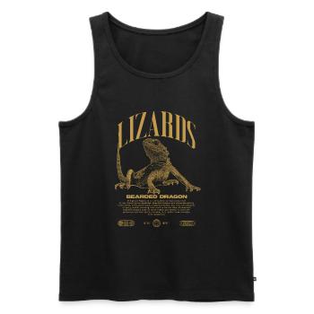Dragon barbu Streetwear gardien de lézard - Débardeur bio Premium Homme - noir - Devant - Michal (187cm)
