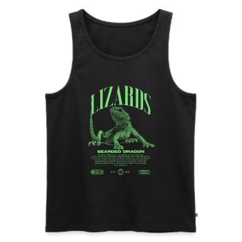 Dragon barbu Streetwear gardien de lézard - Débardeur bio Premium Homme - noir - Devant - Michal (187cm)