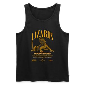 Dragon barbu Streetwear gardien de lézard - Débardeur bio Premium Homme - noir - Devant - Michal (187cm)