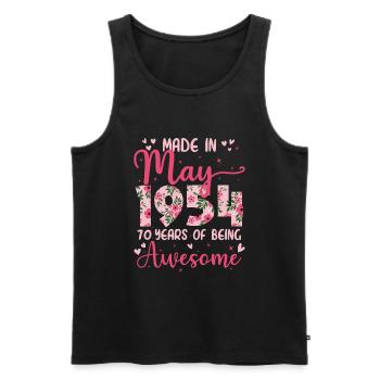 Mai 1954 Cadeau Anniversaire 70 Ans Pour Femme - Débardeur bio Premium Homme - noir - Devant - Michal (187cm)