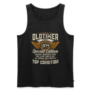 Vintage 1974 Vintage Born Birthday Gift - Men's Premium Organic Tank Top - black - Front - Michal (187cm)