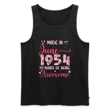 Juin 1954 Cadeau Anniversaire 70 Ans Pour Femme - Débardeur bio Premium Homme - noir - Devant - Michal (187cm)