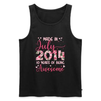 Juli 2014 10-jähriges Jubiläumsgeschenk für Mädchen - Männer Premium Bio Tank Top - Schwarz - Vorne - Michal (187cm)