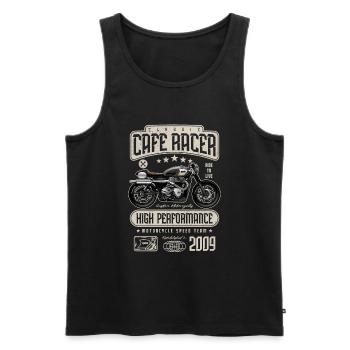 Cafe Racer Moto Anniversaire Motard Né en 2009 - Débardeur bio Premium Homme - noir - Devant - AI Model Male 178 light (178cm)