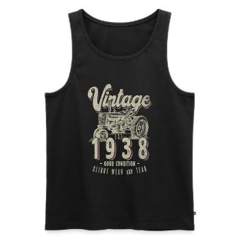 Anniversaire De Fermier De Tracteur Vintage Né En 1938 - Débardeur bio Premium Homme - noir - Devant - Michal (187cm)