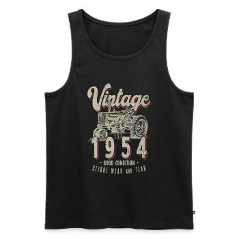Anniversaire Fermier Tracteur Vintage Né En 1954 - Débardeur bio Premium Homme - noir - Devant - Michal (187cm)