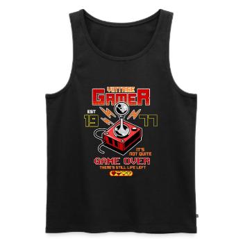 Vintage Gamer Since 1977 Funny Birthday Gaming - Men's Premium Organic Tank Top - black - Front - AI Model Male 178 light (178cm)