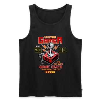 Vintage Gamer depuis 2000 Drôle d’anniversaire Jeux - Débardeur bio Premium Homme - noir - Devant - AI Model Male 178 light (178cm)