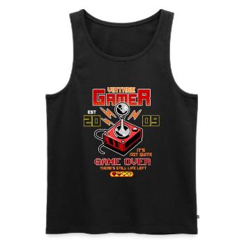 Vintage Gamer Since 2009 Funny Birthday Gaming - Men's Premium Organic Tank Top - black - Front - AI Model Male 178 light (178cm)