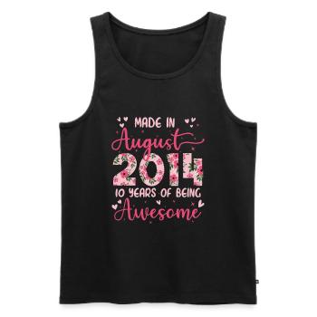 August 2014 10 Jahre Jubiläum Geschenk für Mädchen - Männer Premium Bio Tank Top - Schwarz - Vorne - Michal (187cm)