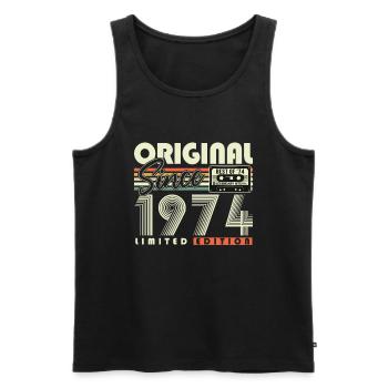 Original depuis 1974 Cadeau d’anniversaire vintage - Débardeur bio Premium Homme - noir - Devant - Michal (187cm)