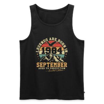 Septembre 1984 Vintage Anniversaire 1984 Cadeau - Débardeur bio Premium Homme - noir - Devant - Michal (187cm)