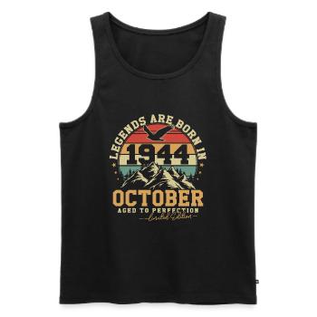October 1944 Vintage Birthday 1944 Gift - Men's Premium Organic Tank Top - black - Front - Michal (187cm)