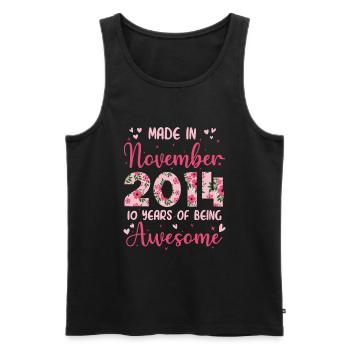 November 2014 10. Geburtstag der Mädchen - Männer Premium Bio Tank Top - Schwarz - Vorne - Michal (187cm)