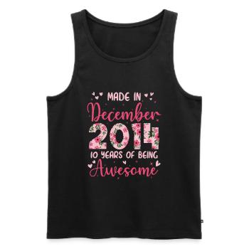 Dezember 2014 10-jähriges Jubiläum für Mädchen - Männer Premium Bio Tank Top - Schwarz - Vorne - Michal (187cm)