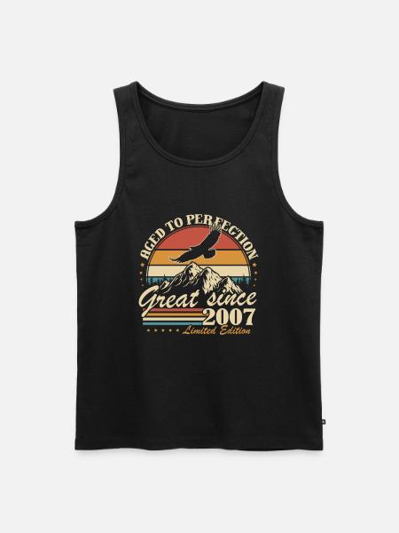 Vintage 2007 Vintage Retro Birthday Gift - Men's Premium Organic Tank Top - black
