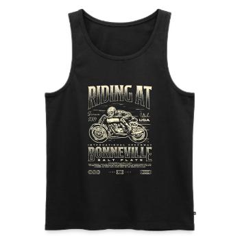 Bonneville Salt Flats Moto Anniversaire 2009 - Débardeur bio Premium Homme - noir - Devant - AI Model Male 178 light (178cm)