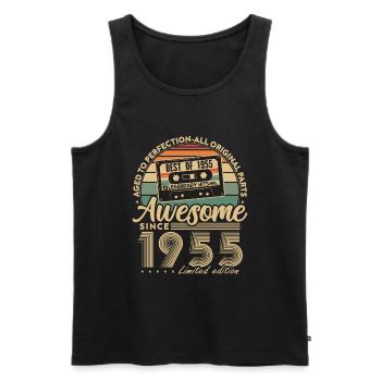 Jahrgang 1955 Geburtstagsgeschenk Geboren 1955 - Männer Premium Bio Tank Top - Schwarz - Vorne - Michal (187cm)