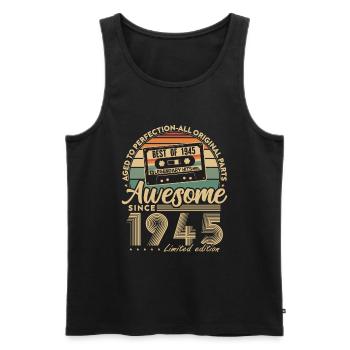 Jahrgang 1945 Geburtstagsgeschenk Geboren 1945 - Männer Premium Bio Tank Top - Schwarz - Vorne - Michal (187cm)