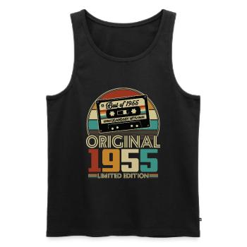 Original 1955 70th Anniversary Vintage Geschenk - Männer Premium Bio Tank Top - Schwarz - Vorne - Michal (187cm)