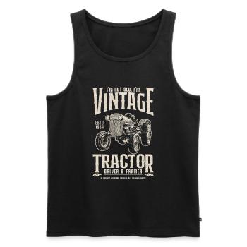 Tracteur Vintage Fermier Anniversaire Né En 1954 - Débardeur bio Premium Homme - noir - Devant - Michal (187cm)