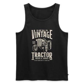 Anniversaire De Fermier De Tracteur D’époque Né En 1949 - Débardeur bio Premium Homme - noir - Devant - Michal (187cm)