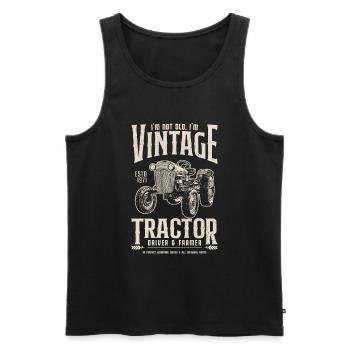 Anniversaire de fermier de tracteur vintage Né en 1971 - Débardeur bio Premium Homme - noir - Devant - Michal (187cm)