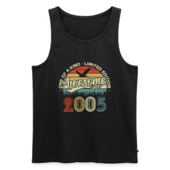 Vintage 2005 Rétro Cadeau D'anniversaire 20 Ans - Débardeur bio Premium Homme - noir - Devant - Michal (187cm)