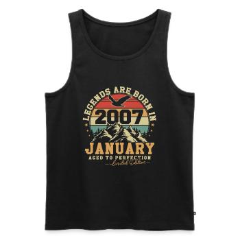 Janvier 2007 Vintage Anniversaire 2007 Cadeau - Débardeur bio Premium Homme - noir - Devant - Michal (187cm)