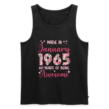 Januar 1965 60-jähriges Jubiläum der Frauen - Männer Premium Bio Tank Top - Schwarz - Vorne - Michal (187cm)