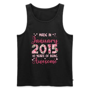 Janvier 2015 Anniversaire 10 Ans Pour filles - Débardeur bio Premium Homme - noir - Devant - Michal (187cm)