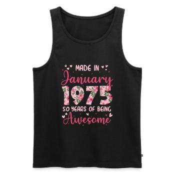 Janvier 1975 Anniversaire 50 Ans Pour Femmes - Débardeur bio Premium Homme - noir - Devant - Michal (187cm)