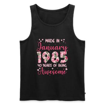 Januar 1985 40-jähriges Jubiläum der Frauen - Männer Premium Bio Tank Top - Schwarz - Vorne - Michal (187cm)