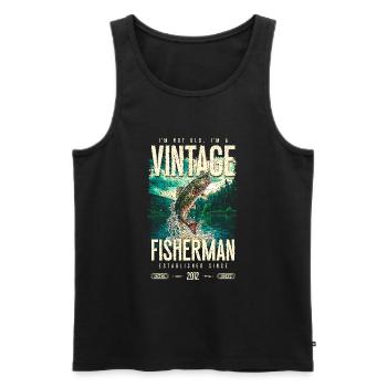 Vintage truite pêcheur pêche anniversaire 2012 - Débardeur bio Premium Homme - noir - Devant - Michal (187cm)