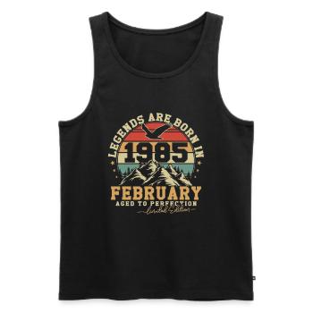 Février 1985 Vintage Anniversaire 1985 Cadeau - Débardeur bio Premium Homme - noir - Devant - Michal (187cm)