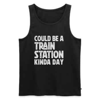 Travel traveler Could Be A Train Station Kinda Day - Men's Premium Organic Tank Top - black - Front - AI Model Male 178 light (178cm)