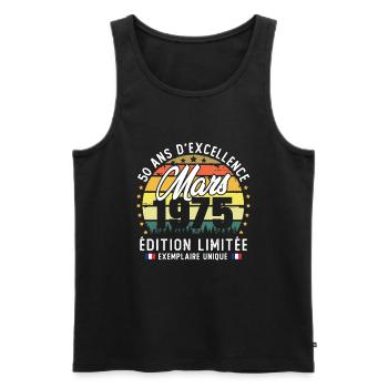 March 1975 Vintage 50 Year Anniversary Gift - Men's Premium Organic Tank Top - black - Front - Michal (187cm)
