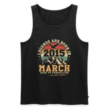 Mars 2015 Vintage Anniversaire 2015 Cadeau - Débardeur bio Premium Homme - noir - Devant - Michal (187cm)