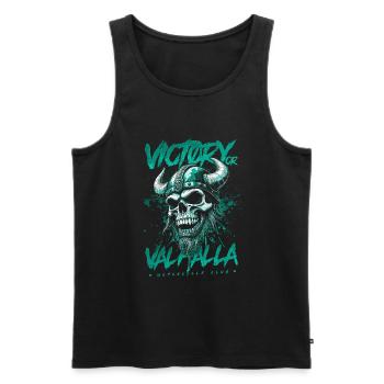 Motorrad Nordische Wikinger Sieg Oder Walhalla - Männer Premium Bio Tank Top - Schwarz - Vorne - Michal (187cm)