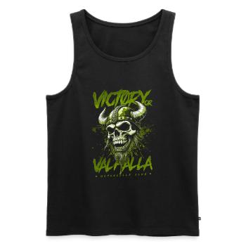Motorrad Nordische Wikinger Sieg Oder Walhalla - Männer Premium Bio Tank Top - Schwarz - Vorne - Michal (187cm)